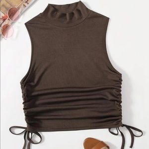 Shein plus size rib knit drawstring side tank